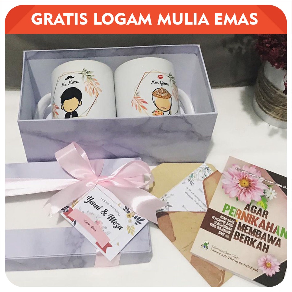 Jual Paket Hampers Sandc Blissful Kado Wedding Mug Custom Hadiah Nikah Mug Couple Hampers 0446