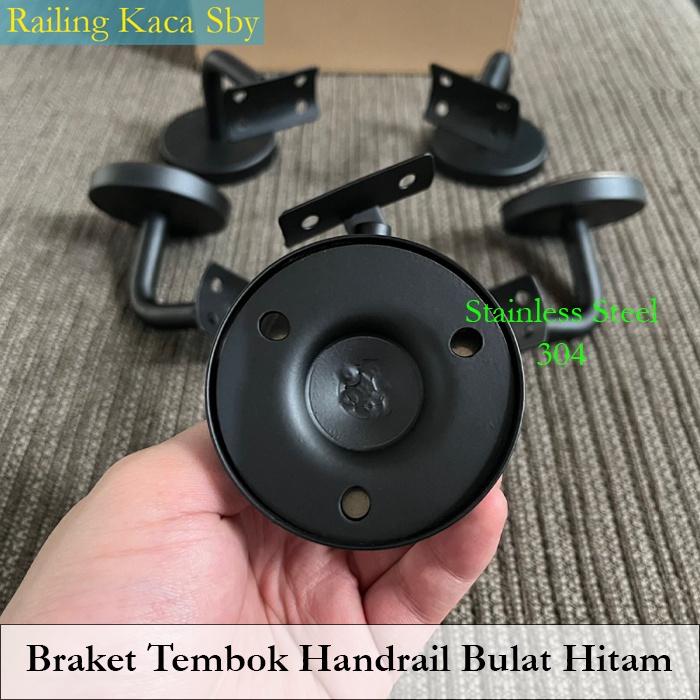 Jual BRAKET TEMBOK KE HANDRAIL MODEL BULAT FLEXIBLE HITAM BLACK MATT ...