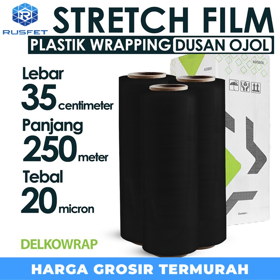 Jual Stretch film plastik wrapping hitam 35CM X 250M dus ojol | Shopee ...