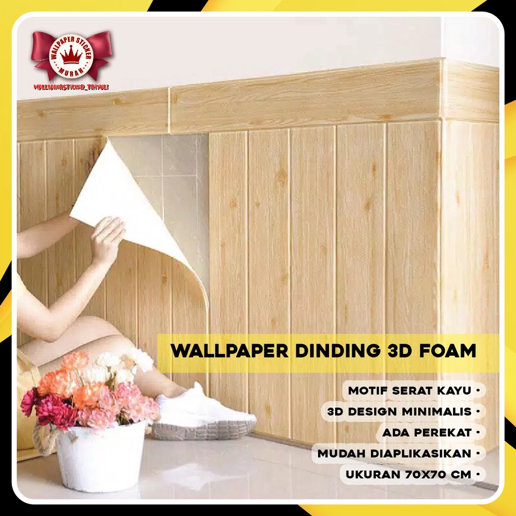 Jual Wallpaper Dinding D Wood Foam X Cm Walpaper Dinding D Serat