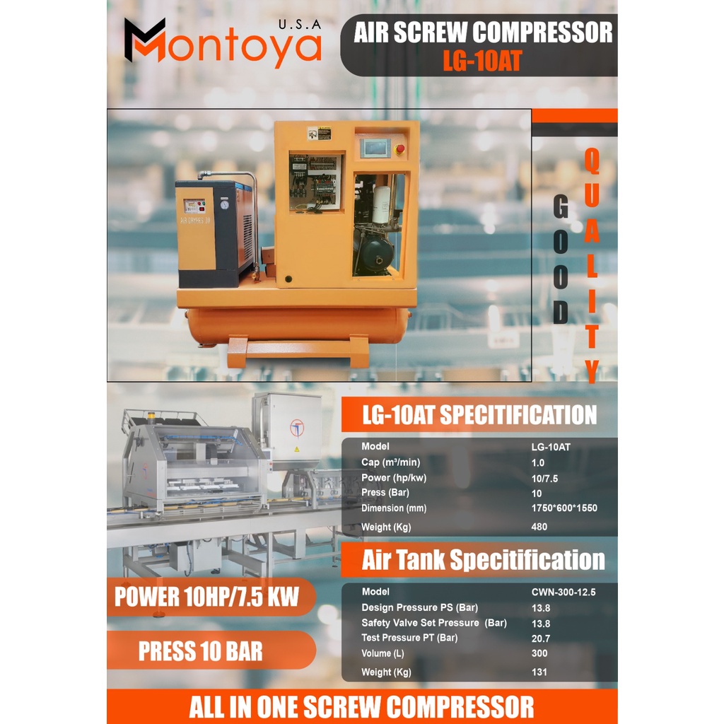 Jual All in One Screw Compressor 10 hp MONTOYA USA LG10AT kompresor ...