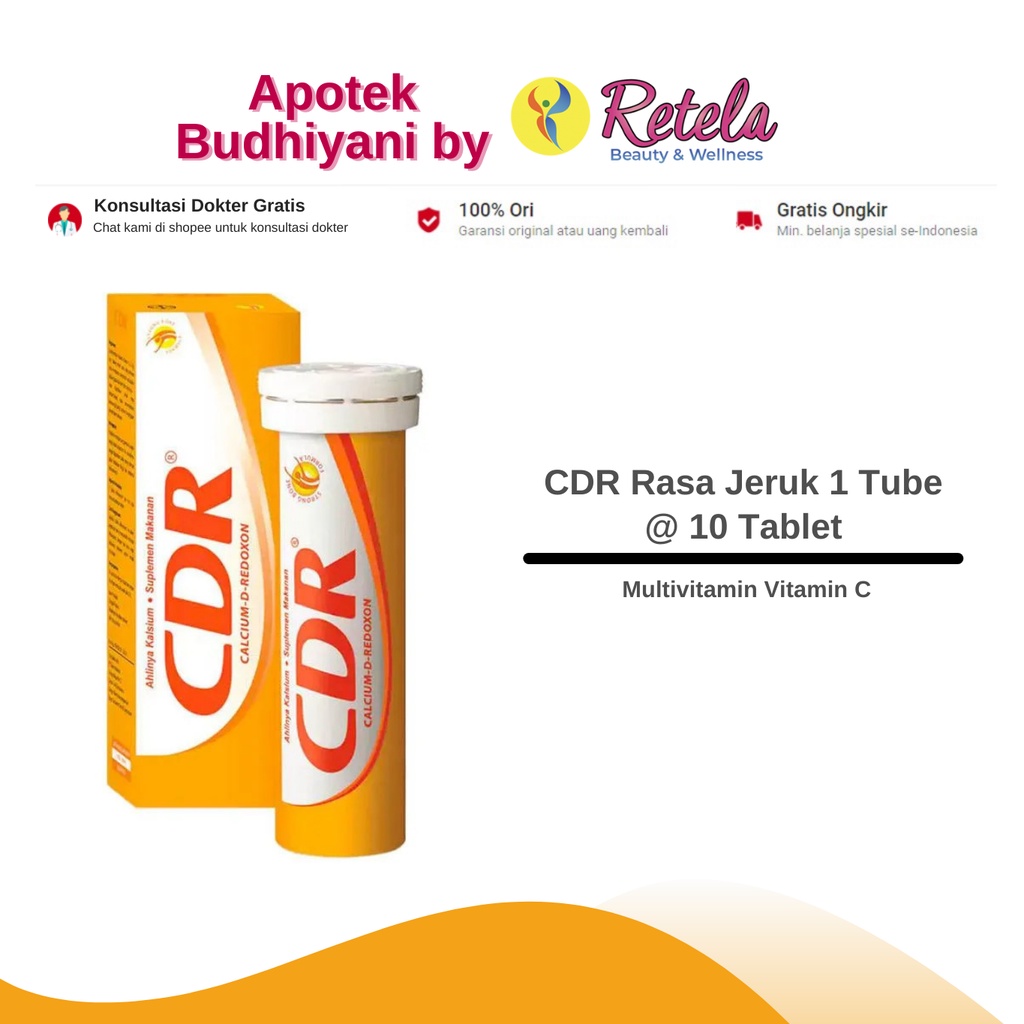 Jual CDR Effervescent Rasa Jeruk 1 Tube @ 10 Tablet / Multivitamin ...