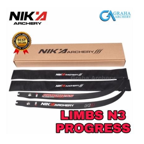 NIKA ARCHERY Membres d'arc recourbés série Progress N3 Membre en fibre de carbone 14,5-20 kg