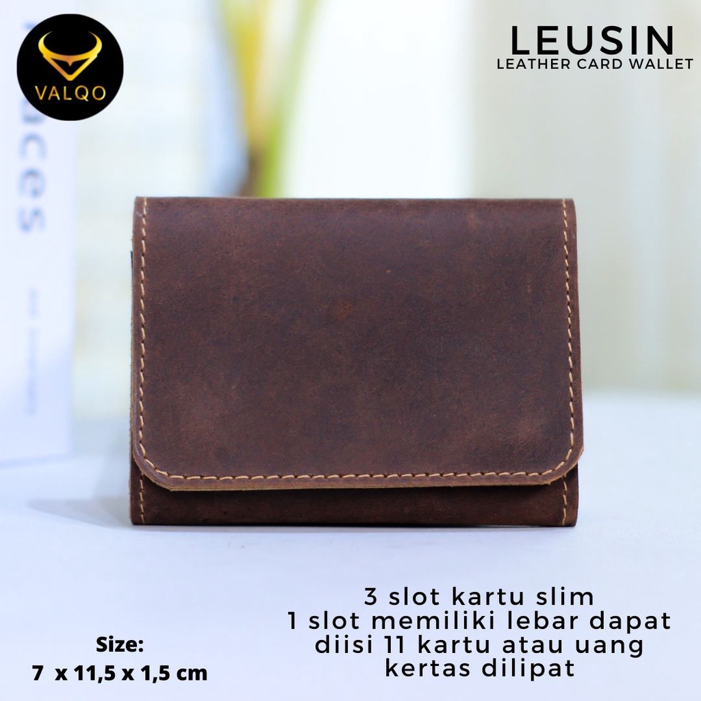 Jual [VALQO] LEUSIN CH Dompet Kartu kulit Sapi Crazy Horse ID Card