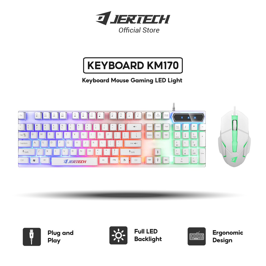 Jual JERTECH Keyboard Mouse Gaming Kabel KM170 Full LED Backlight 104