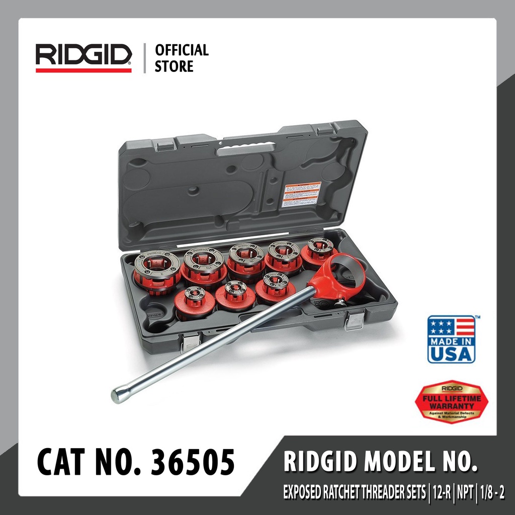 Jual Ridgid Exposed Ratchet Threader Sets 12R 1/8-2 NPT - 36505 ...
