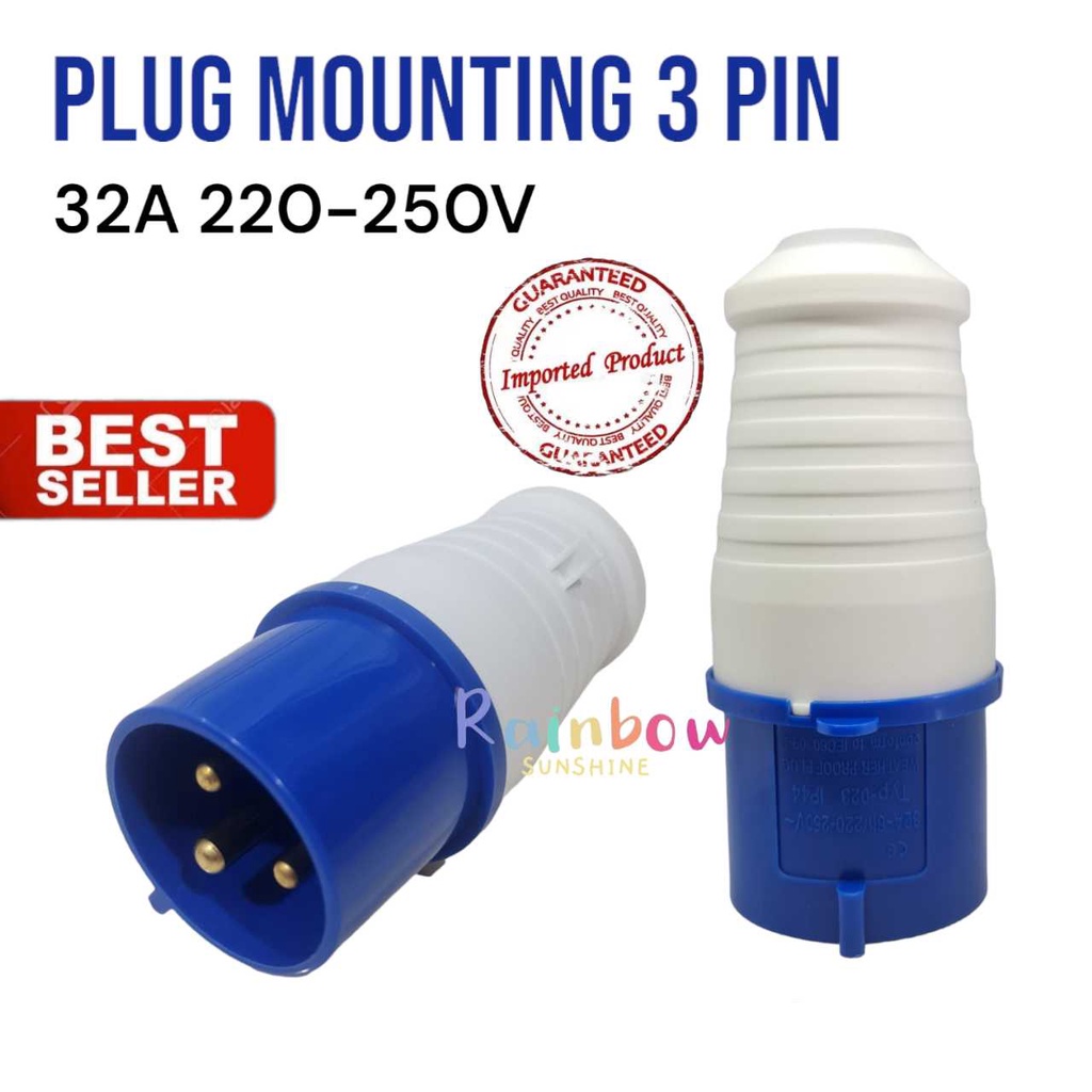 Jual Plug Mounting Male Steker 3P 32A 023 Waterproof Steker Plug ...