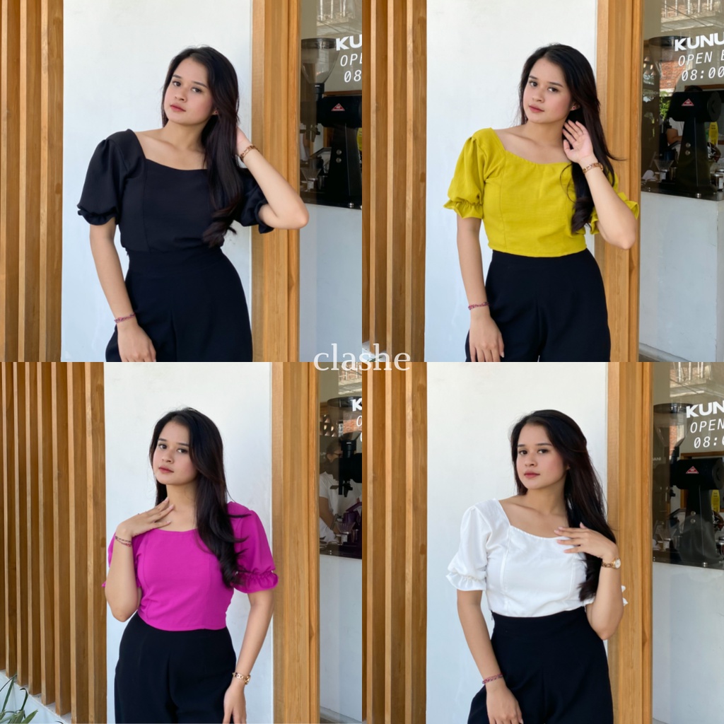 Jual Baju Blouse Wanita Atasan Lengan Pendek Crinkle Airflow Anti Lecek