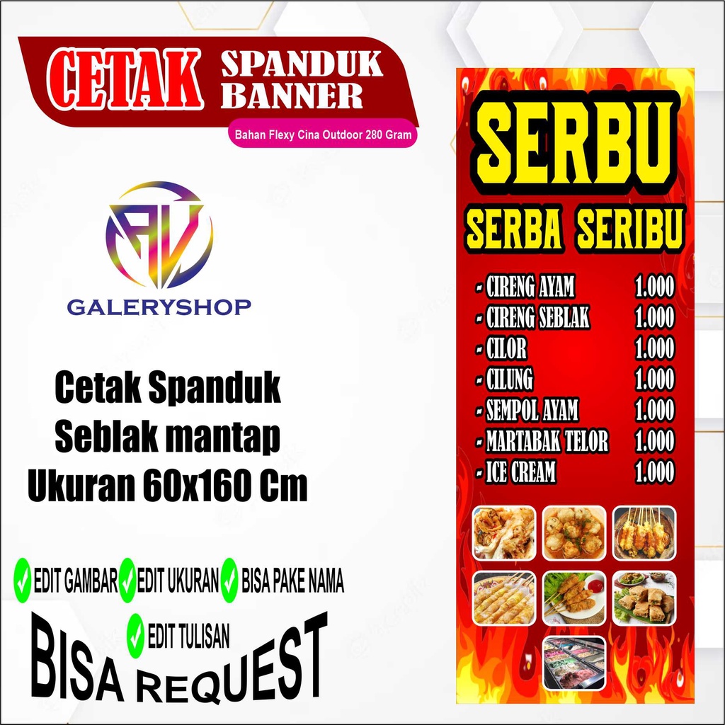 Jual cetak spanduk banner seblak mantap custom ukuran 60x160 | Shopee ...