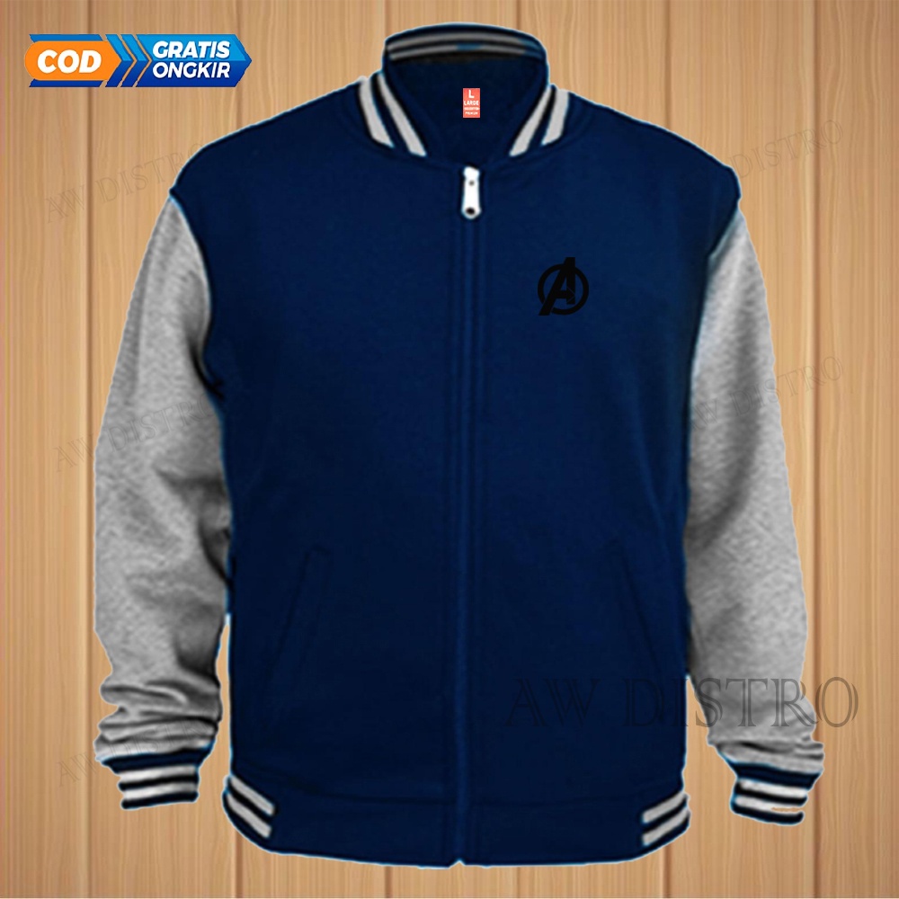 Jual COD Jaket Baseball Varsity Distro Avengers Text Hitam Premium ...