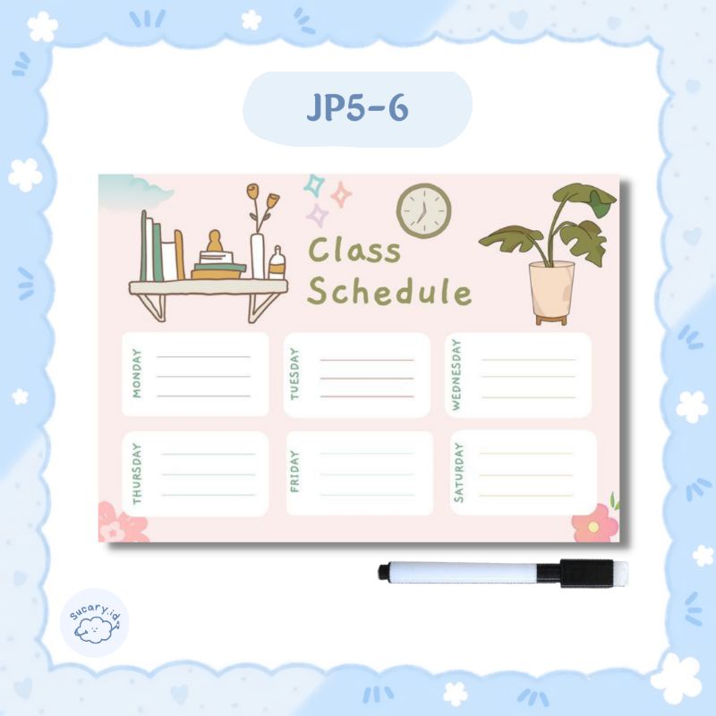 Jual [PART 5] Poster Jadwal Pelajaran Wipe & Clean | Mini Jadwal ...