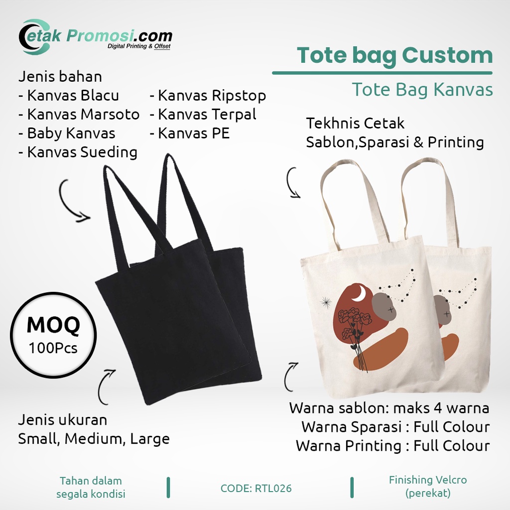 Jual Cetak ToteBag Custom | Cetak ToteBag Custom Bahan Kanvas | Shopee ...