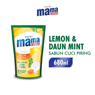 Mama Lemon Sabun Cuci Piring Daun Mint Pouch 680 ml