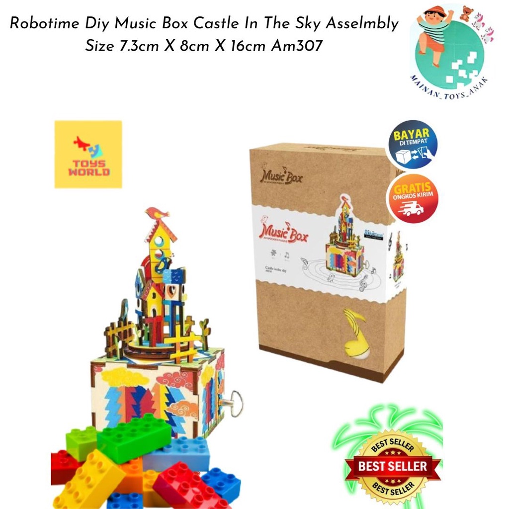 Jual Robotime Diy Music Box Castle In The Sky Asselmbly Size 7.3cm X ...
