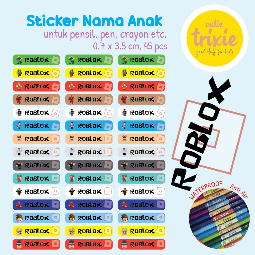 Jual Sticker Label Nama Anak Pensil ROBLOX | Shopee Indonesia