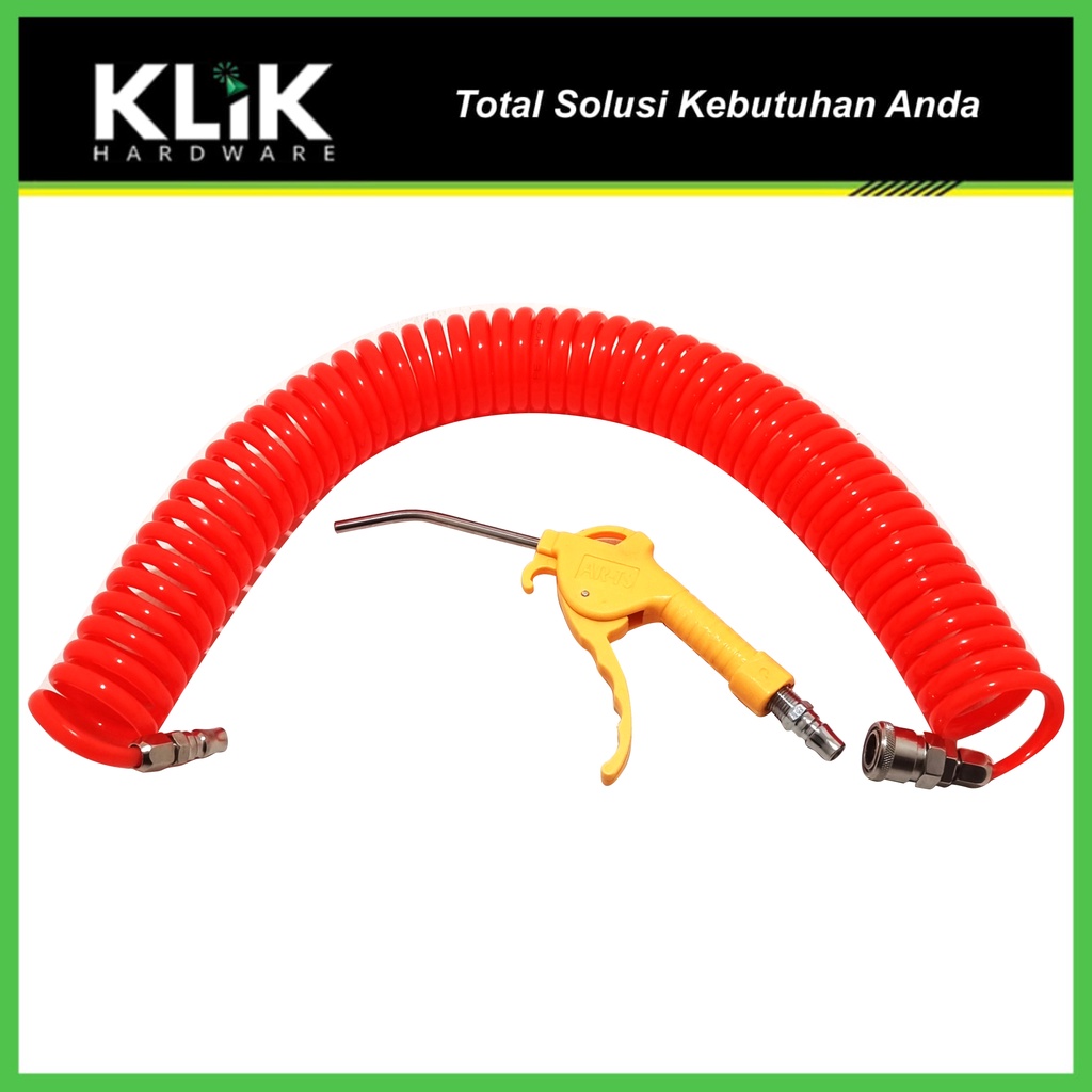 Jual Paket Selang Recoil Spiral Angin Kompresor Meter Air Blow Gun Air Duster Shopee