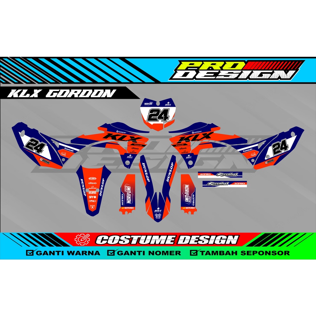 Jual Decal Klx Gordon Decal Gordon Supermoto Full Body Custome Desain