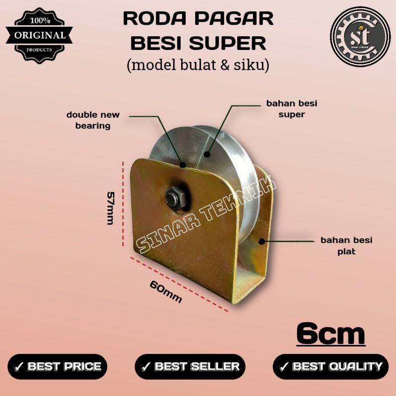 Jual Roda Pagar Roda Besi Roda Super Roda Pagar Besi Super Uk6cm Bulat Dan Siku Shopee 2136