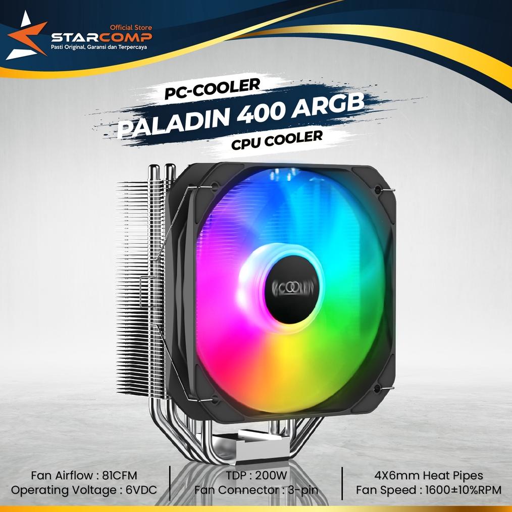 Jual PCCOOLER PALADIN 400 ARGB WITH 4 NICKEL PLATED HEATPIPE CPU COOLER ...