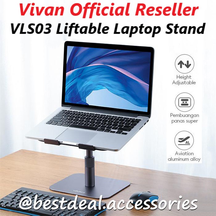 Jual Cooling Vivan Vls03 Aluminum Liftable Foldable Laptop Cooling ...