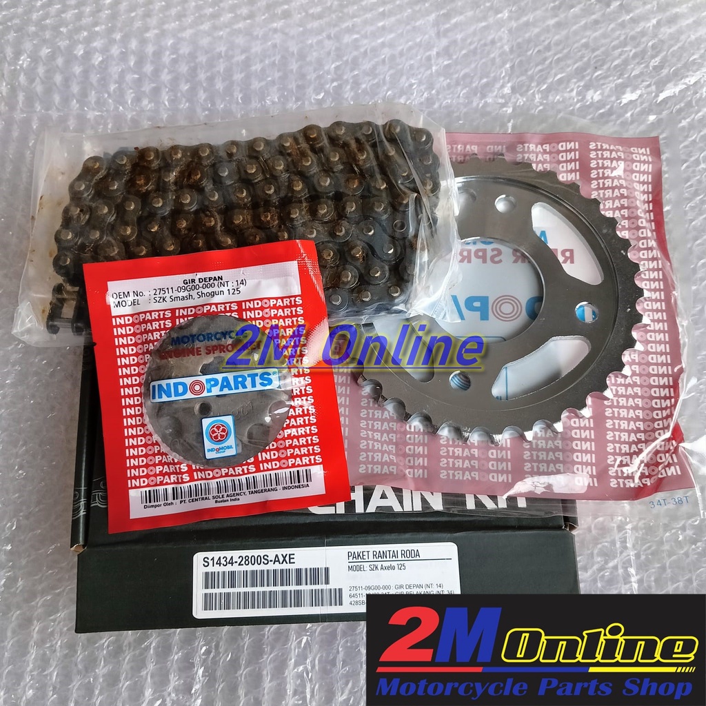 Jual Mdr Gear Set Rantai Axelo 125 14T34T 428100 Solid Bush Merk Indopart Shopee Indonesia