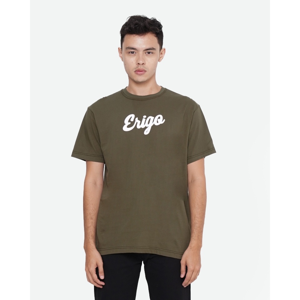 Jual Erigo TShirt Basic Olive White Unisex Shopee Indonesia