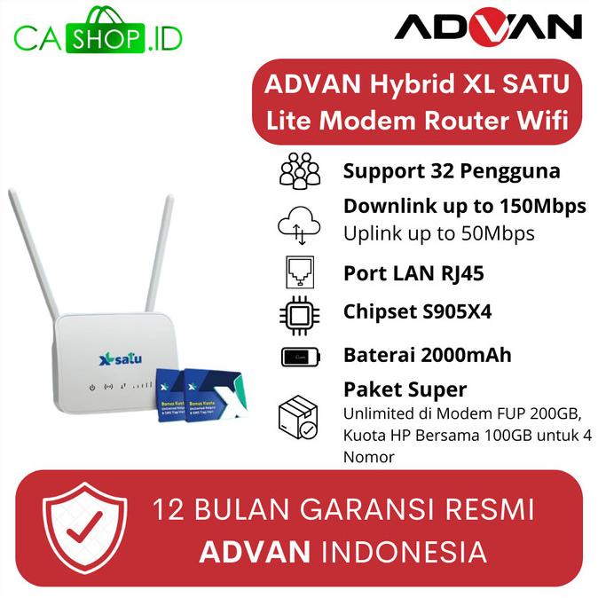 Jual Advan Xl Satu Lite Internet Rumah Unlimited Kuota Modem Router Wifi Shopee Indonesia