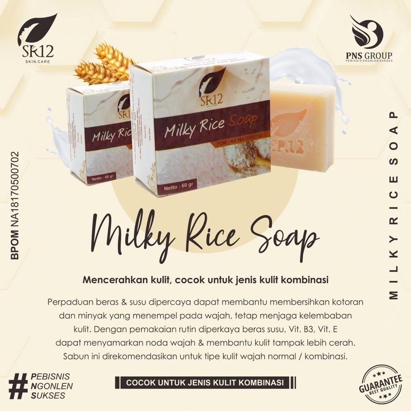 Jual Milky Rice Soap SR12 / Sabun beras susu (Mencerahkan kulit cocok
