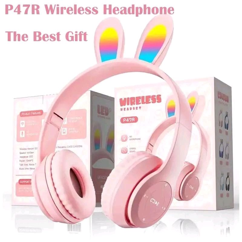 Jual Kids Girls Cute Rabbit Ear Earphone P47R Handfree Bluetooth ...