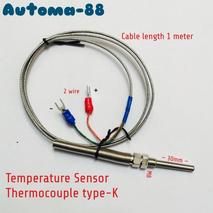 Jual Indt Thermocouple Type-K 2 Wire M8 30 Mm 3 Cm Temperature Sensor 1 ...