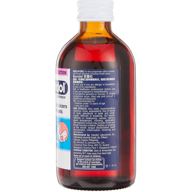 Jual Bactidol Mouthwash For Sore Throat Relief 250ml Singapore