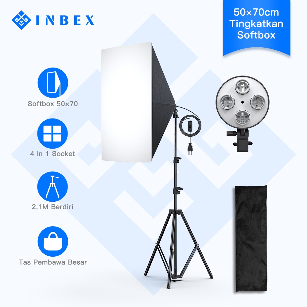 Jual INBEX SOFTBOX PHOTOGRAPHY LIGHTING KIT 45W 5500K UNTUK LIVE ...