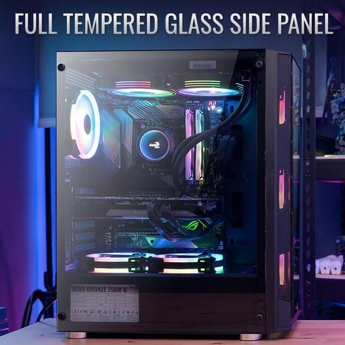 Jual Stock Baru New Aerocool Prism V Argb Tempered Glass Mid Tower Atx Gaming Case Shopee