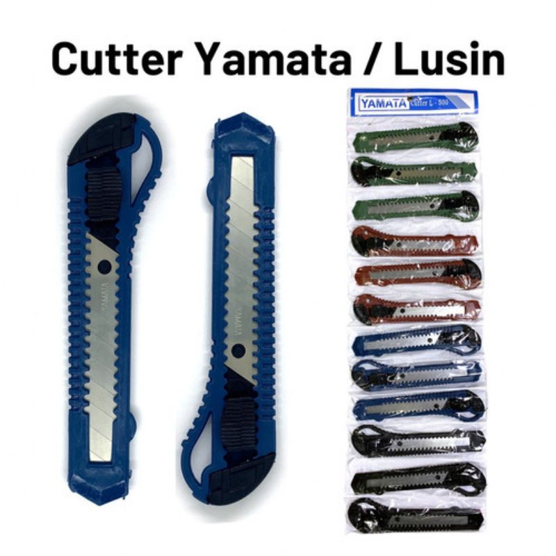 Jual (12pcs) Cutter Besar Yamata Doff Renteng Warna-Warni Murah Tajam ...