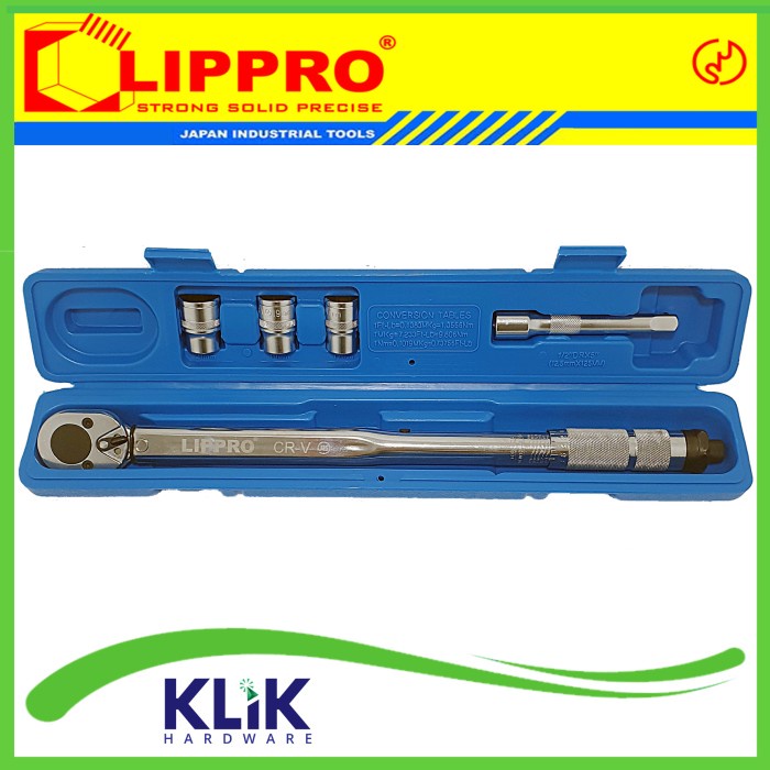 Jual Lippro Kunci Torsi Momen 1/2 Inch Torque Wrench 28 - 210 Nm + Mata ...