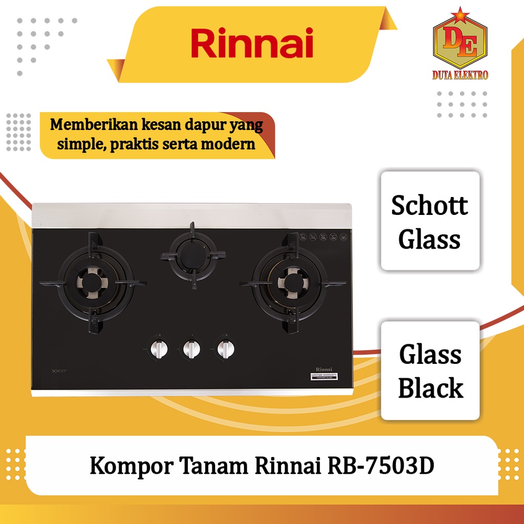 Jual Kompor Tanam 3 Tungku Rinnai RB-7503D | Shopee Indonesia