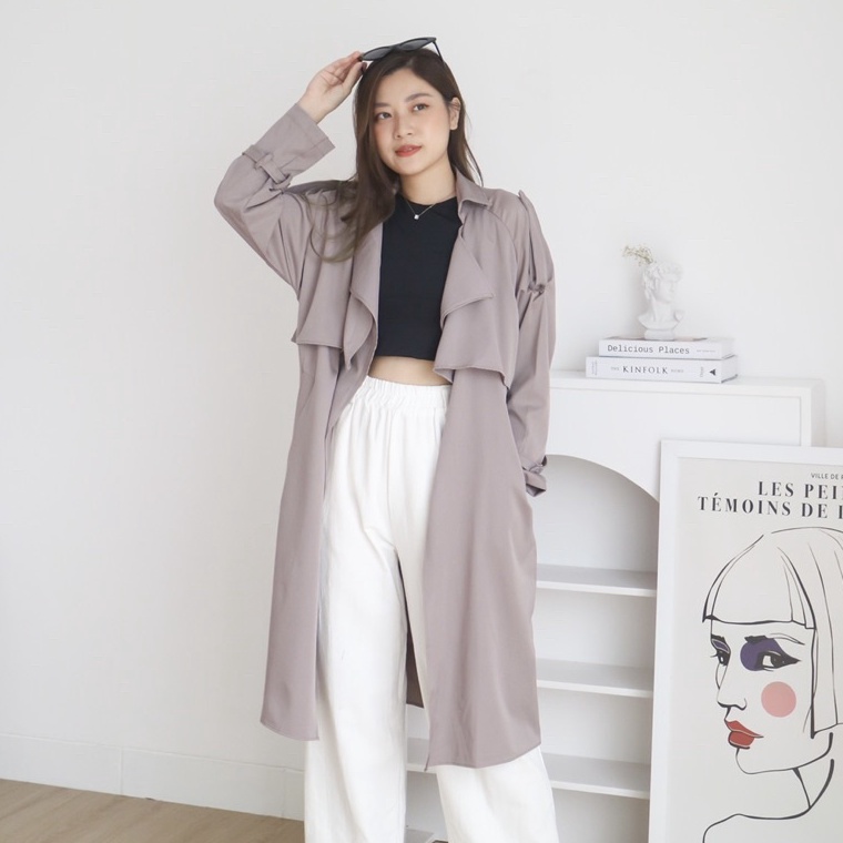 Jual Discount Today MSMO Dan Bi Korean Long Outer / Outer Korea / Jaket Wanita / Outer Panjang