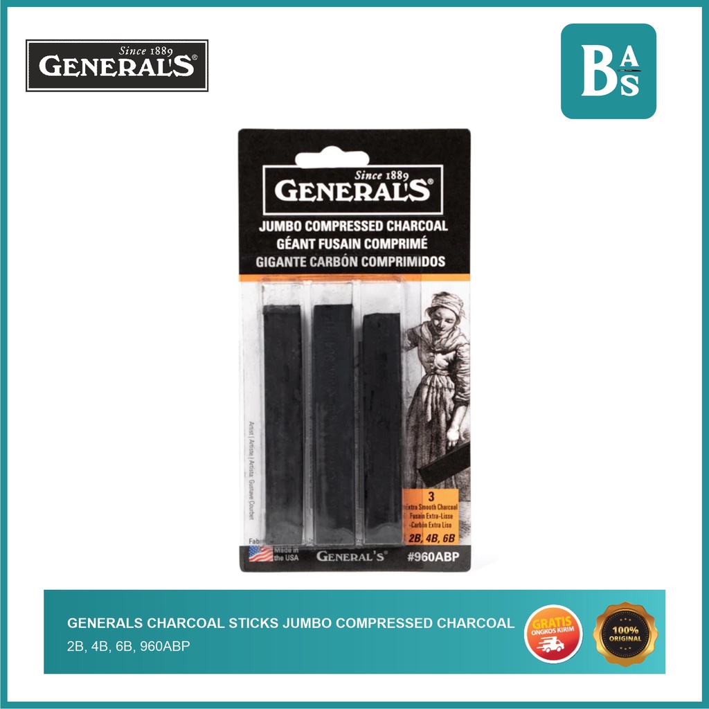 Jual General's Jumbo Compressed Charcoal Sticks | Shopee Indonesia