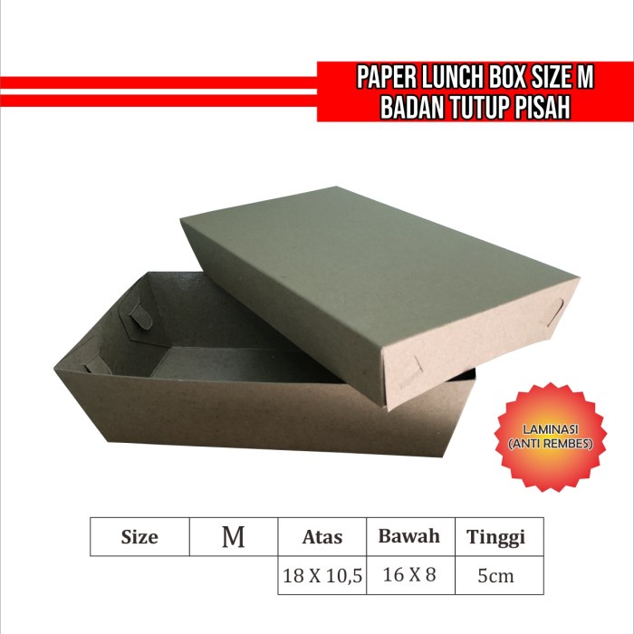 Jual Segera Miliki Paper Lunch Box Size M, Model Badan Tutup Pisah, Dus ...