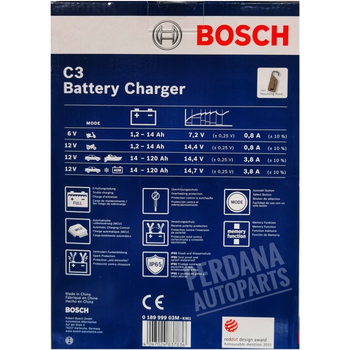 Jual Bosch C3 Battery Charger Cas Aki 6V / 12V Original star nice