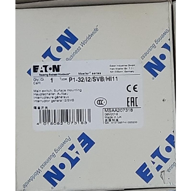 Eaton p1-32/i2/svb interruttore generale arresto di emergenza sez.3p