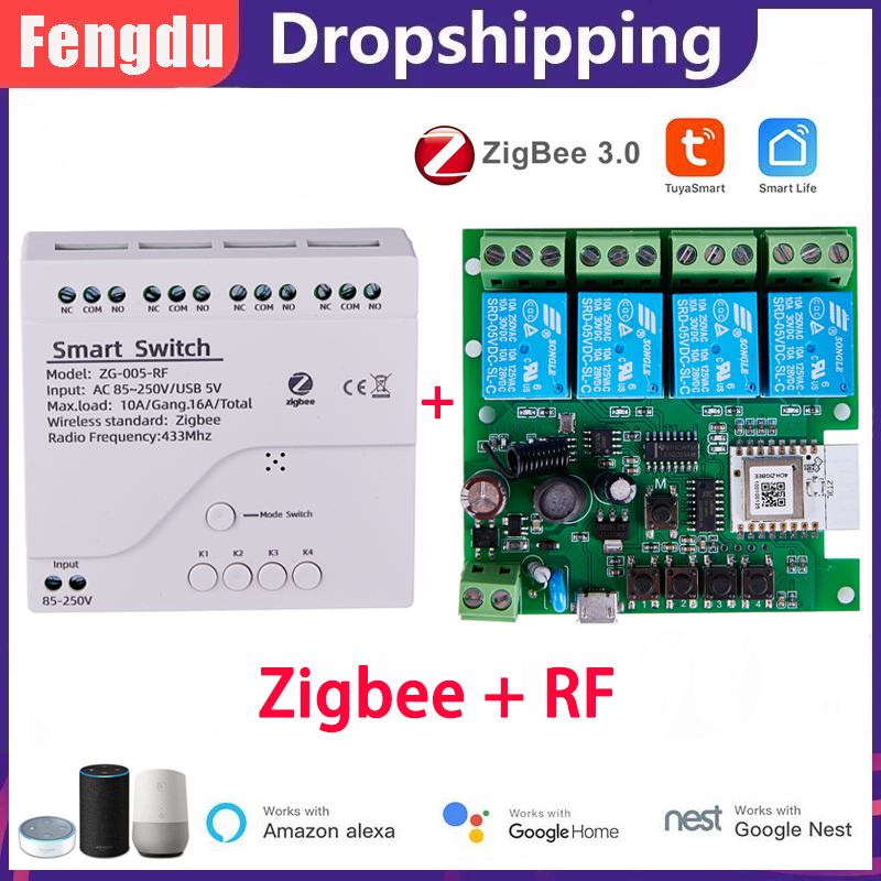 Jual 4CH Zigbee RF 433 Module DC 7-32V AC 85-250V Smart Light APP ...