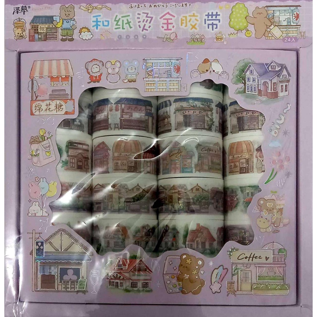 Jual GROSIR ISI 24 STICKER ROLL VIRAL/WASHI TAPE/SELOTIP BOX/STIKER ...