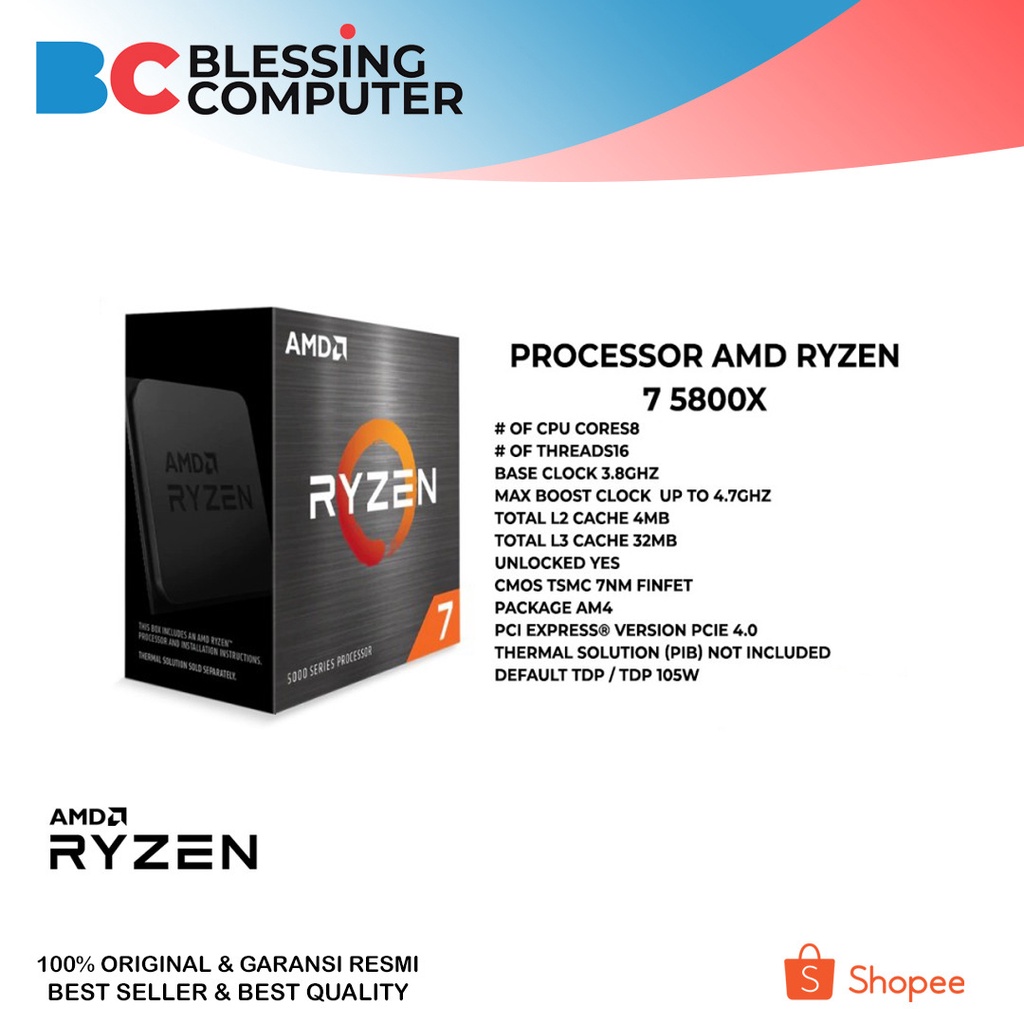 Jual Processor AMD Ryzen 7 5800X AM4 | Shopee Indonesia