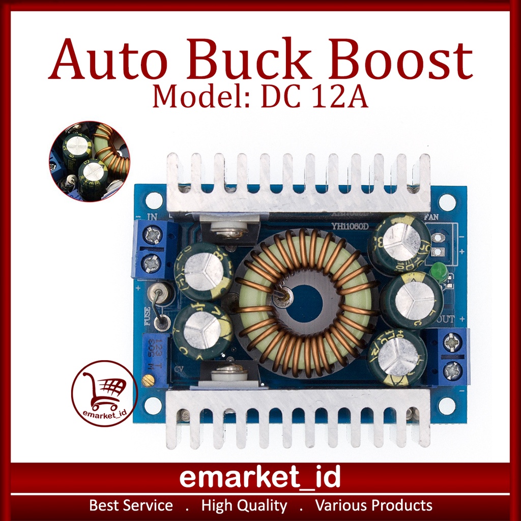 Jual Auto Buck Boost DC 12A / Modul Daya Step Down Up / Module Tegangan