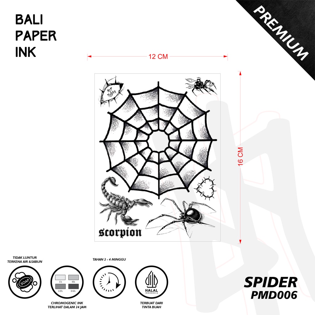 Jual Tato Spider PMD006 - Premium Tattoo - By Bali Paper Ink | Shopee ...