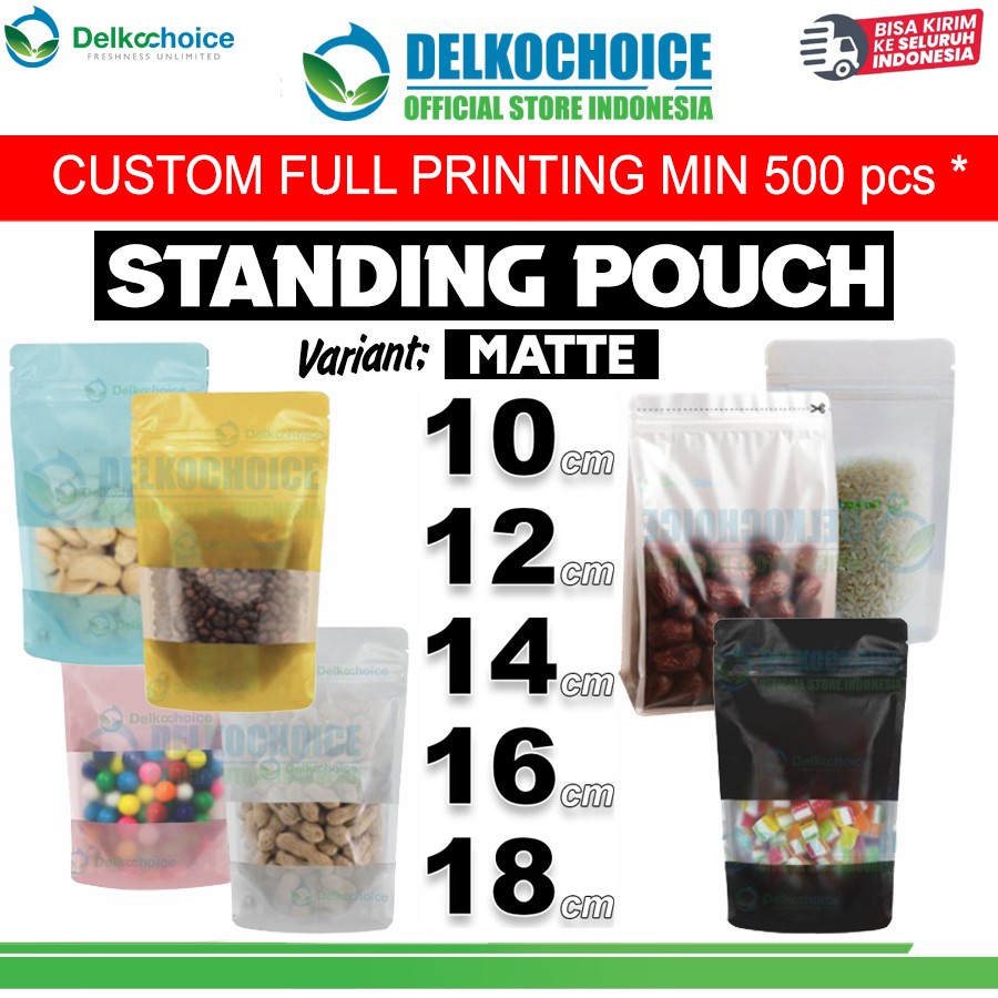 Jual Standing Pouch MATTE Plastik Klip Kemasan Cemilan Makanan