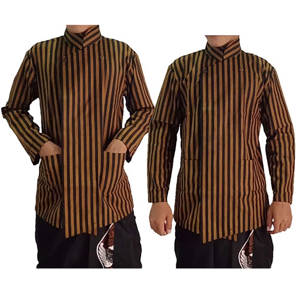 Jual Baju Surjan Jawa Motif Lurik Jawa Khas Jogja Coklat Hitam | Shopee ...