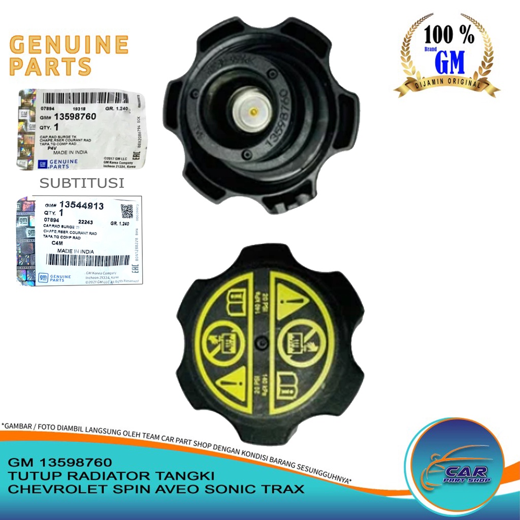 Jual Tutup Radiator Cap Radiator Cap Surge Tank Chevrolet Spin Aveo Sonic Trax Ori Gm Shopee