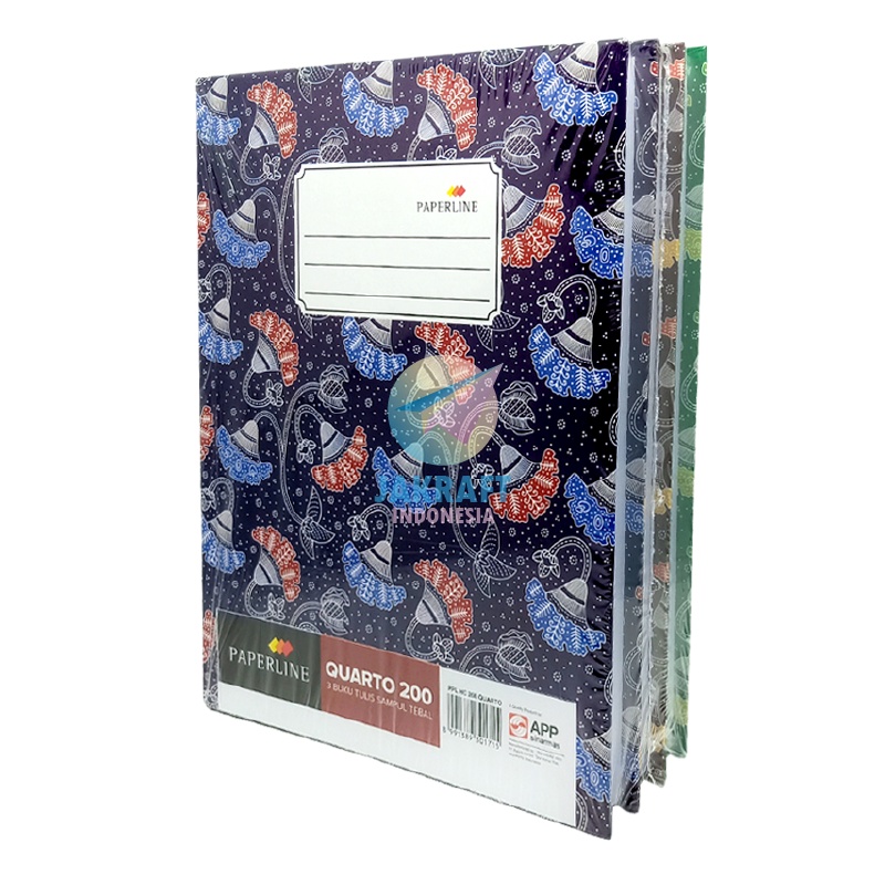 Jual (1 Pcs) Buku Tulis Quarto A5 Bergaris Hard Cover PAPERLINE isi 200 ...